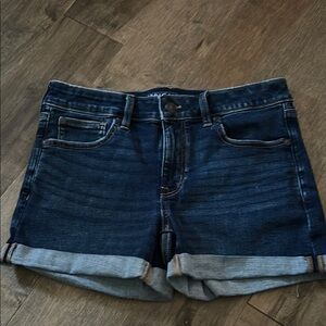American Eagle Midi Dark Blue Jean Shorts
